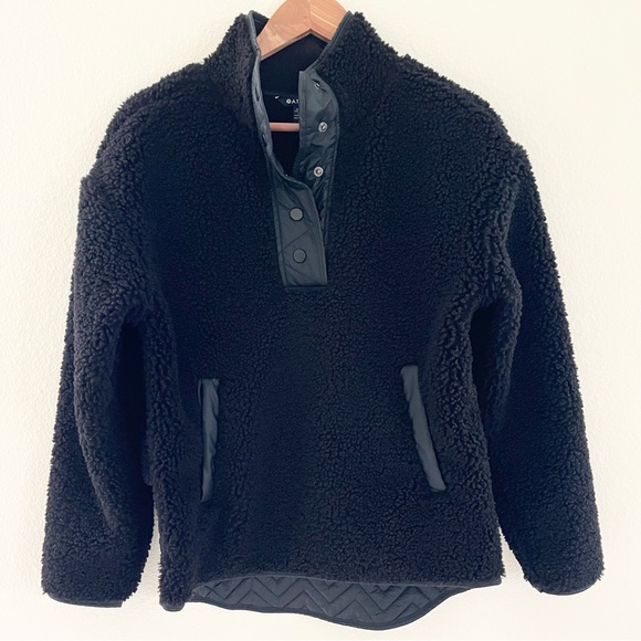 Athleta Cozy Sherpa Snap Sweatshirt XS Black - Picture 2 of 7